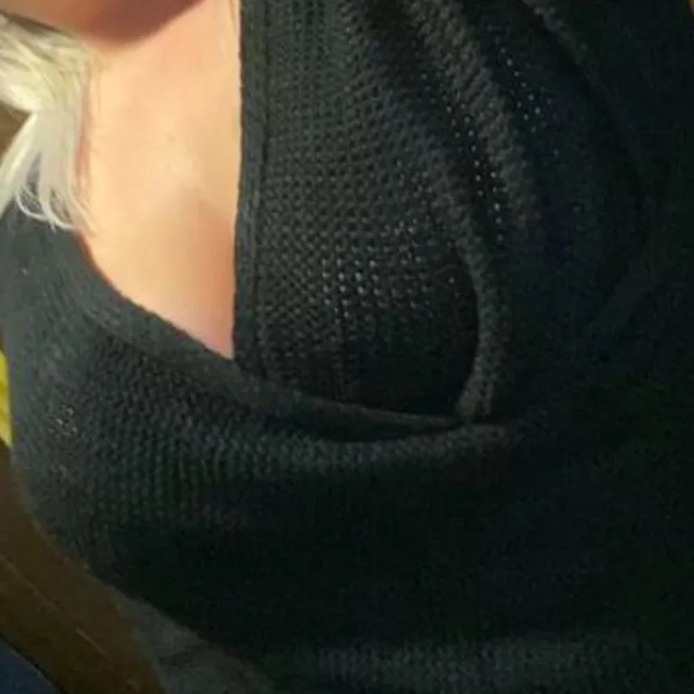 BOHO Off Shoulder Surplice Knit Sweater Black - Picture 7 of 7